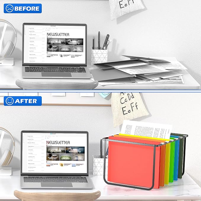 1 Pack Legal and Letter Size Hanging File Folder Frame Desk Organizer Destop - Image 7