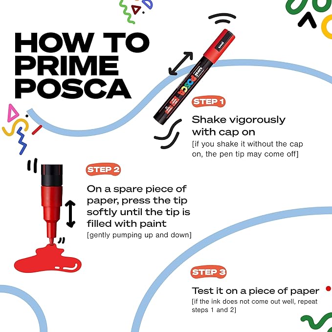 Posca Markers Set, 8 Medium Paint Markers 5M – Soft Tones – White, Sunshine - Image 5
