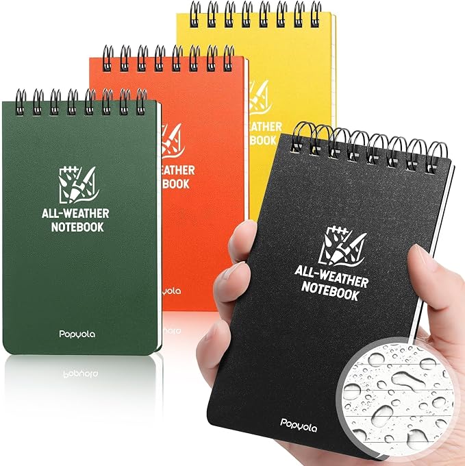 POPYOLA 4 Pack Waterproof Notebook, Weatherproof Pocket Notebook by POPYOLA