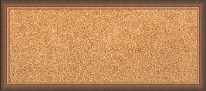 Amanti Art Natural Cork Board for Wall, 14x32 Vision Board with Bronze Frame, Medium Corkboard Office Decor for Home Organization, Modern Corkboard Pinboard to Display Items for Home Organization in-DeskLoop Office