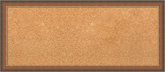 Amanti Art Natural Cork Board for Wall, 14x32 Vision Board with Bronze Frame, Medium Corkboard Office Decor for Home Organization, Modern Corkboard Pinboard to Display Items for Home Organization in-DeskLoop Office