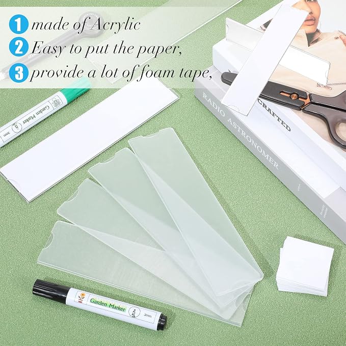Yulejo 30 Pack Acrylic Name Plate Holder 2x8 Inch, Insertable Office Sign Holder - Image 5