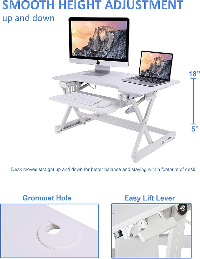 Rocelco 32" Height Adjustable Standing Desk Converter BUNDLE - Image 2