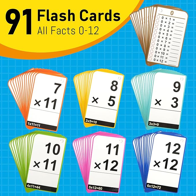 BenBen Multiplication Flash Cards 0-12, 91 Cards, Times Table Flash Cards - Image 3