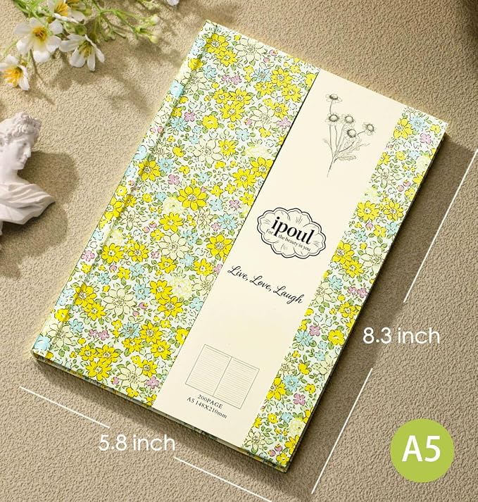 ipoul Yellow Notebook, Floral Journal - Image 2