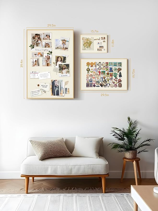 Lightomorrow Bulletin Board 40 x 30 inches, Oatmeal White Pin Board - Image 7