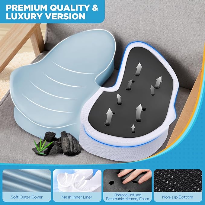 BEAUTRIP Seat Cushion & Lumbar Support Pillow for Office Chair, Car & Wheelchair - Ergonomic Coccyx Cushion for Tailbone, Sciatica & Back Pain Relief - Extra-Dense Charcoal Memory Foam Chair Cushions-DeskLoop Office