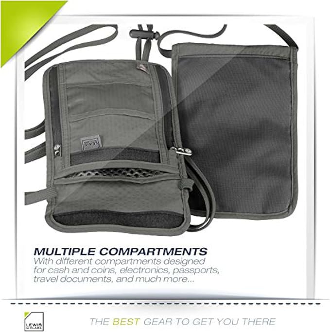 Lewis N. Clark Men's RFID Blocking Stash Wallet, Travel Neck Pouch Passport - Image 4