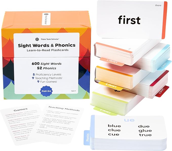 Award-Winning Learn to Read Flash Cards – 652 Sight Words & Phonics by ThinkTankScholar