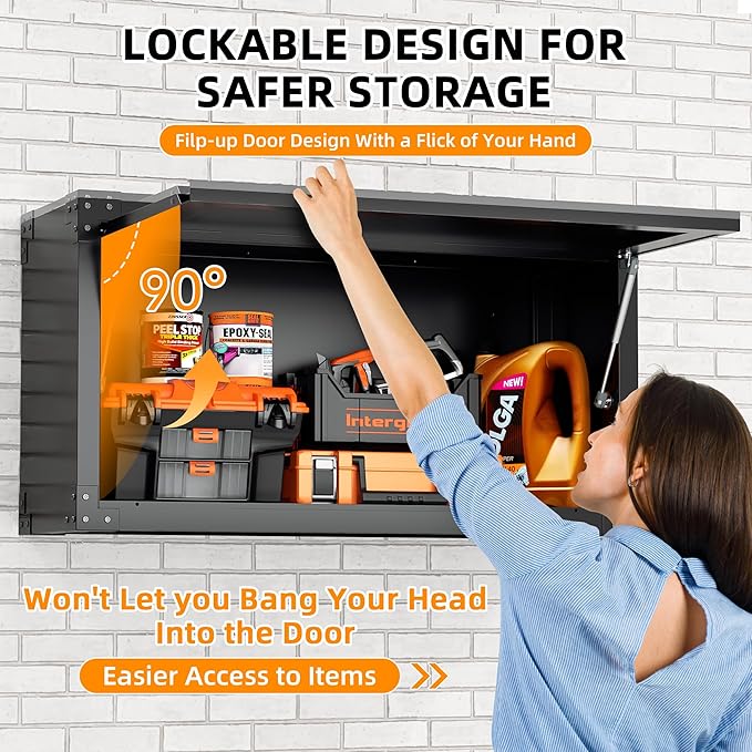 INTERGREAT Metal Wall Cabinet, Wall Cabinets with Lockable Doors and Adjustable Shelves,20" H Cabinets Storage for Garage, Warehouse, Bathroom, Kitchen(Black)-DeskLoop Office