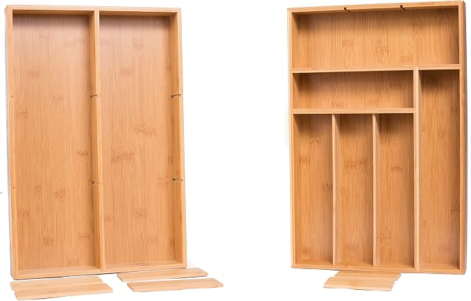 BIRDROCK HOME 2 pc Bamboo Drawer Organizer - Image 3