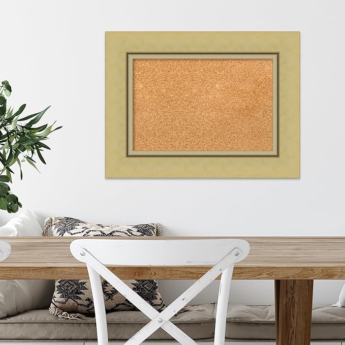 Amanti Art Natural Cork Board for Wall, 18x24 Vision Board with Gold Frame, Small Corkboard Office Decor for Home Organization, Casual Corkboard Pinboard to Display Items for Home Organization in-DeskLoop Office