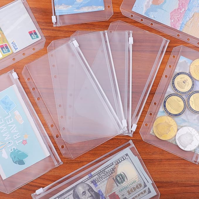 Antner 12pcs A6 Size Binder Pockets 6 Holes Budget Cash Envelopes - Image 6