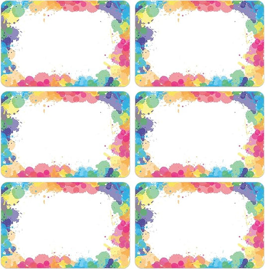 Lucleag 180PCS Watercolor Rainbow Name Tags Stickers, Rainbow Color Name Tag by Lucleag