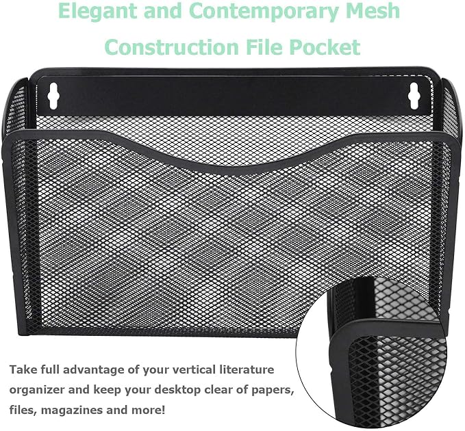 EASEPRES 6 Single Pocket Mesh Hanging File Organizer, Vertical Wall Mounted - Image 3