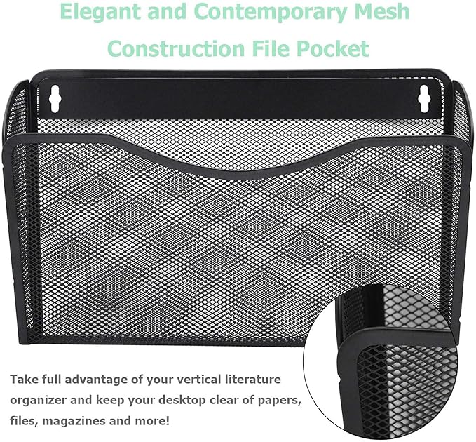 EASEPRES 3 Single Pocket Mesh Hanging File Organizer, Vertical Wall Mounted - Image 3