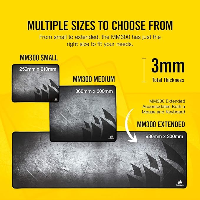 Corsair MM300 - Anti-Fray Cloth Gaming Mouse Pad - High-Performance Mouse Pad - Image 6