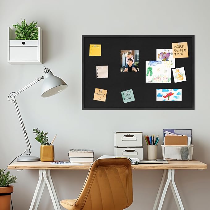 DAHAPYBOO Cork Board with Linen Black, Bulletin Board 36"x24" | Corkboards - Image 5