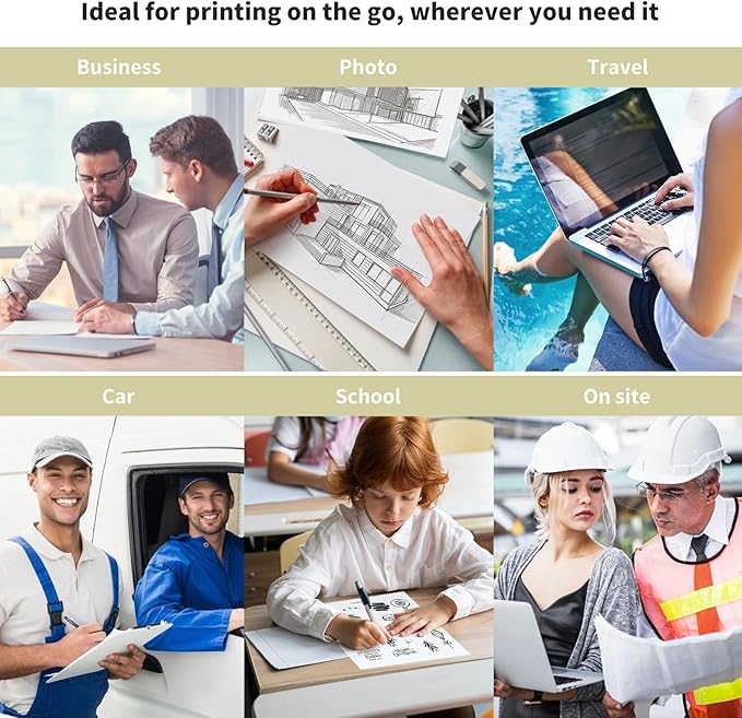 JADENS Portable Printers Wireless for Travel, Thermal Inkless Printer, Support 8.5" X 11" Thermal Paper(Yellow)-DeskLoop Office