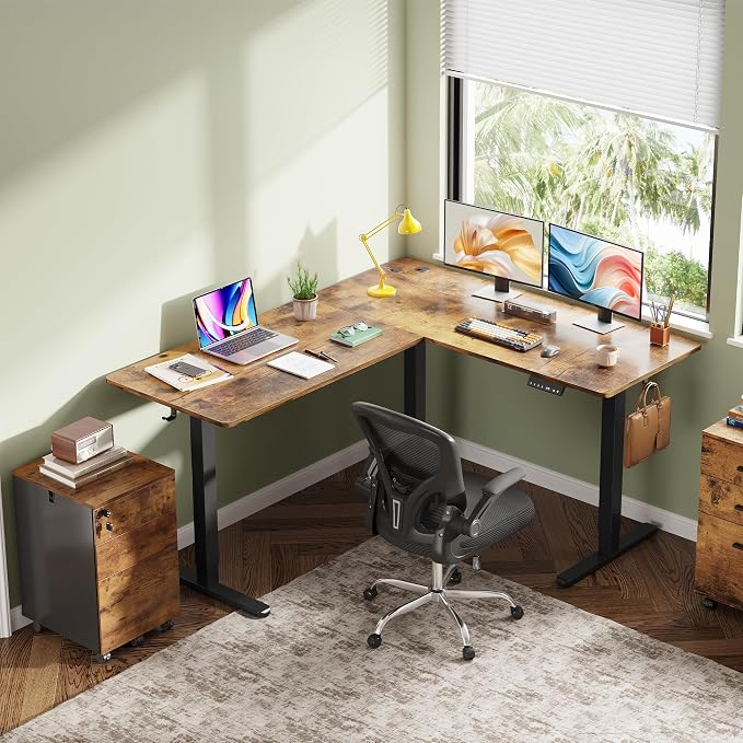 DEVAISE L Shaped Standing Desk Adjustable Height, Dual Motor Electric Corner - Image 2