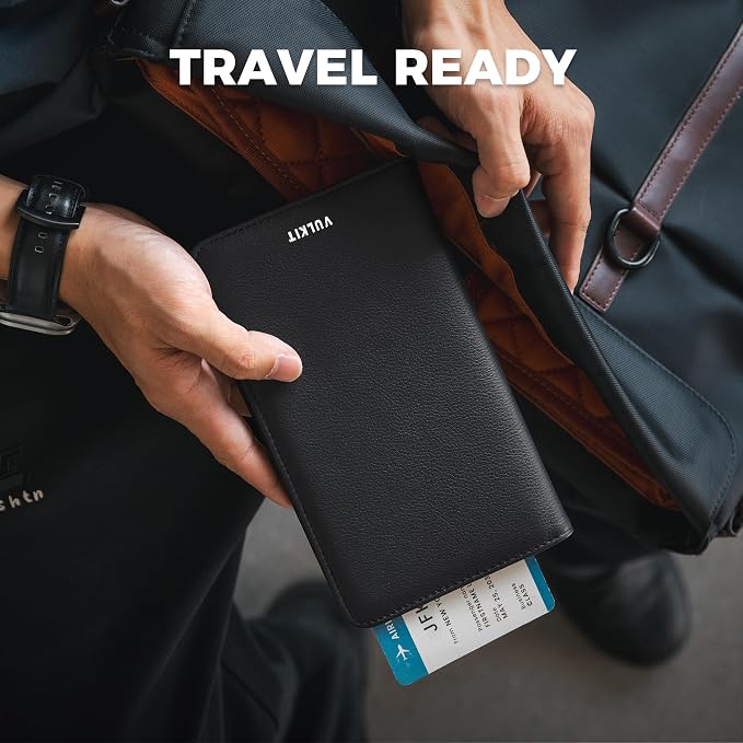VULKIT Passport Holder Wallet RFID Blocking Travel Wallet - Image 5