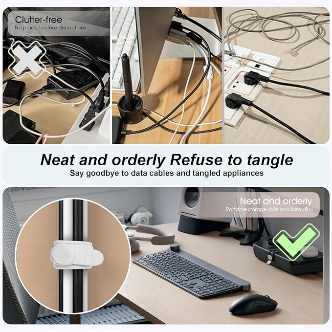 16Pcs 4.2" Silicone Cable Ties Cord Organizer - Image 5