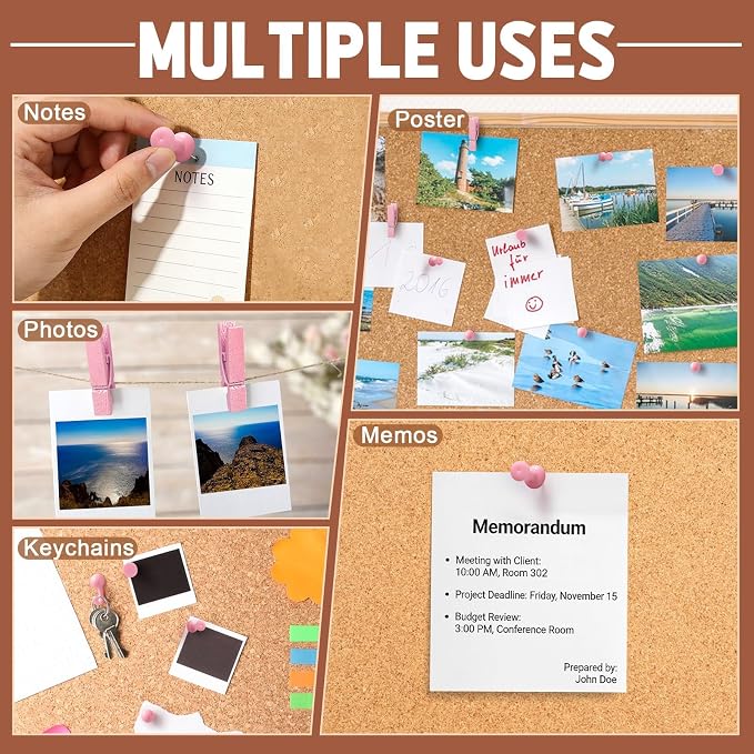 250 Count Pink Push Pins Set, Cute Thumb Tacks - Image 6