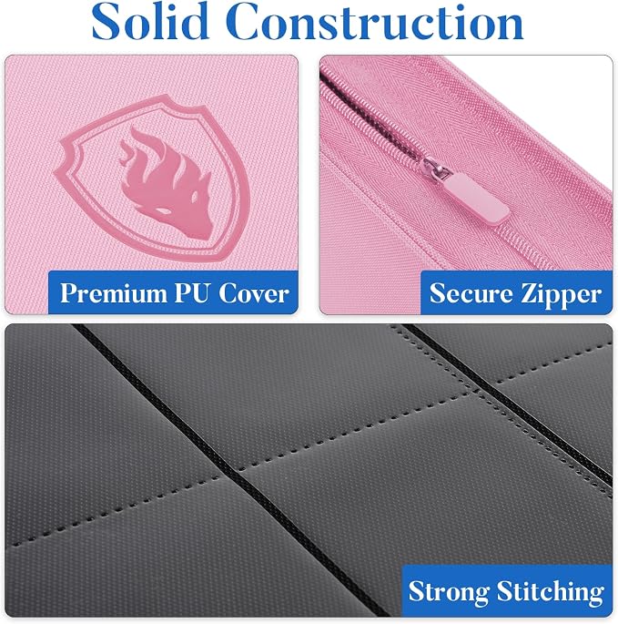 Premium Zip Card Binder, Fabmaker 9 Pocket Trading Card Binder, PU Cover Zipper - Image 2