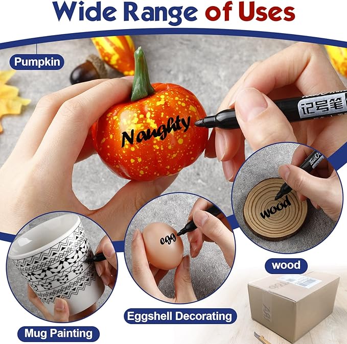 Thenshop 300 Pack Permanent Markers Bulk First Day of School Back to School Supplies Fine Point Waterproof Marker Works on Plastic, Wood, Stone, Metal, Glass for Office Classroom(Black, Red, Blue)-DeskLoop Office