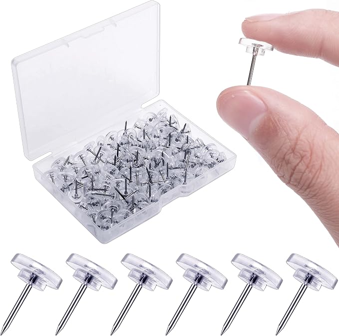 Clear Thumb Tacks for Wall Hangings Plastic Clear Push Pins 150 Count for Cork by Unknown