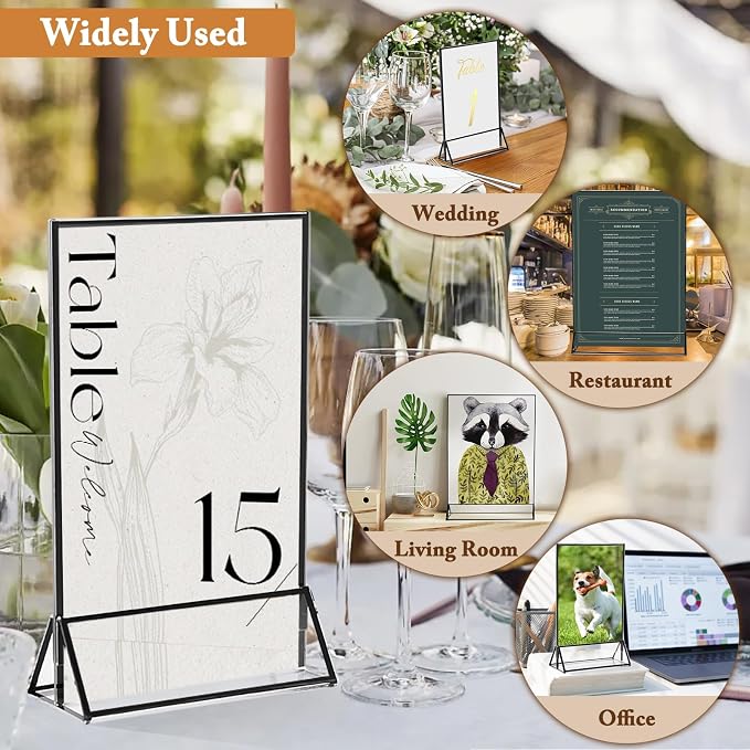 Floroom 6 Pack 4x6 Inch Clear Acrylic Sign Holders, Double-Sided Black Display - Image 5