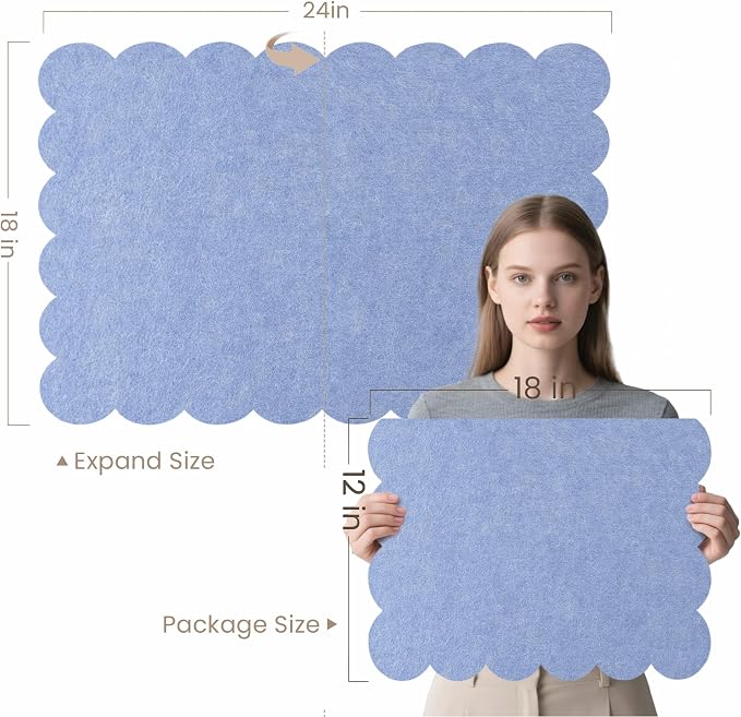 Lightomorrow Scalloped Bulletin Board, 24 x 18 Inches Felt Pin Board - Image 2