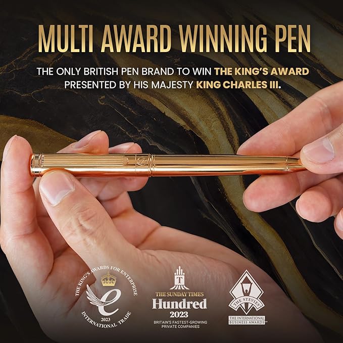 Scriveiner Personalized Gold Ballpoint Pen - Stunning Luxury Pen, Real Gold Plating, Schmidt Ink Refill, Best Engraved Ball Point Gift Set for Men & Women, Custom Name Engraving-DeskLoop Office