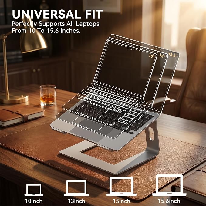 SOUNDANCE Laptop Stand, Aluminum Computer Riser, Ergonomic Laptops Elevator - Image 5