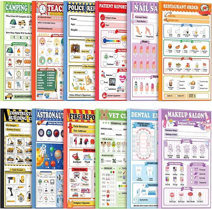 Eaasty Kids Pretend Play Notepads 4 x 6 Inch Pads by Eaasty