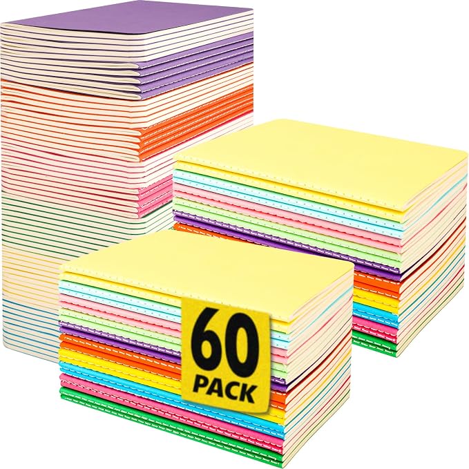 60 Pack Small Lined Notepads Bulk, Mini Journal Pocket Notebooks Set 3.5 Inch x by YesBes