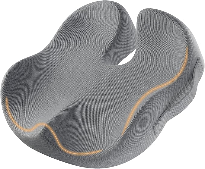ProtoArc Seat Cushion, Office Chair Cushion for Sciatica, Coccyx Cushion, Ergonomic Memory Foam Seat Cushion for Car, Home, Pressure Relief Pad for Hip, Tailbone, All Day Comfort - Gray-DeskLoop Office
