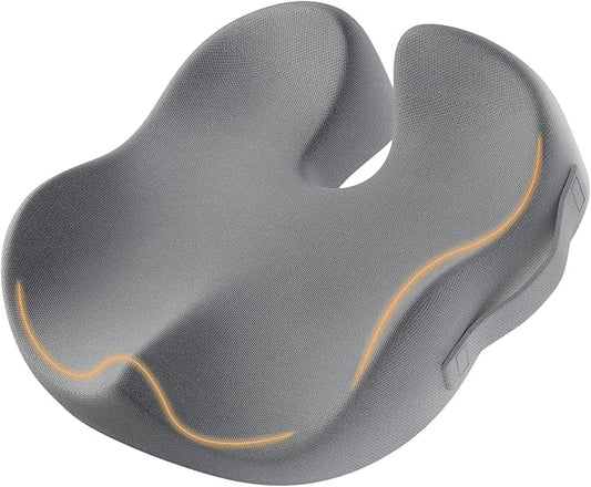 ProtoArc Seat Cushion, Office Chair Cushion for Sciatica, Coccyx Cushion, Ergonomic Memory Foam Seat Cushion for Car, Home, Pressure Relief Pad for Hip, Tailbone, All Day Comfort - Gray-DeskLoop Office