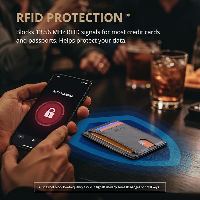 Buffway Slim Minimalist Front Pocket RFID Blocking Leather Wallets - Image 6
