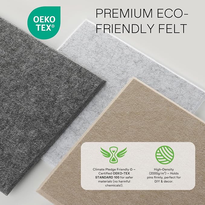 MaxGear Felt Bulletin Board 36" x 24", Dark Gray Felt Wall Tiles Push Pins | - Image 2