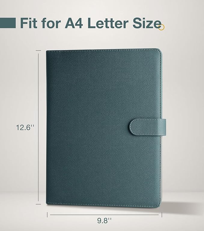 Clipboard Folder Padfolio A4, Mymazn Writing Portfolios Faux Leather Clipboards with Cover for Legal Pad Holder Letter Size 8.5 x 11 for Business Conference Notepad Clip Board (Gray Green)-DeskLoop Office