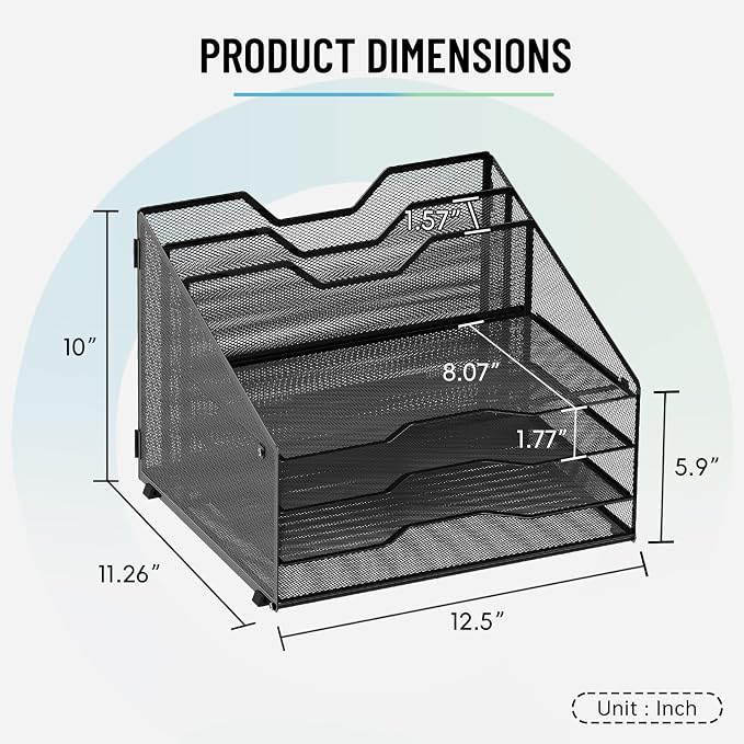 SUPEASY Desk File Organizer, Mesh Paper Tray Organizer - Image 4
