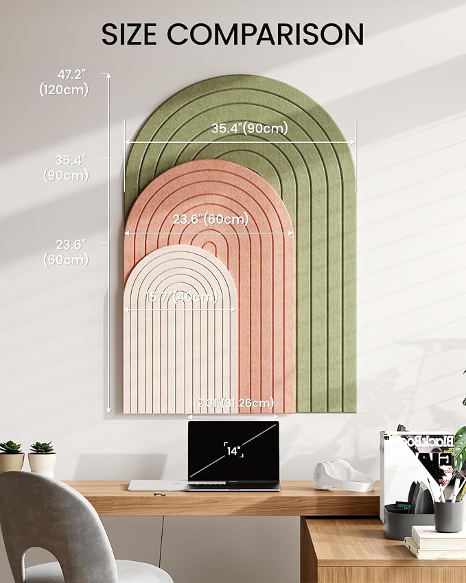Large Arched Felt Bulletin Board 24"x16", 1/2" Thick Foldable Pin Board - Image 4