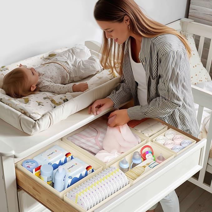 DIMJ Drawer Organizer Clothes - 20 Pack Closet Drawer Organizer Bins for Baby Clothes Storage, Fabric Dresser Organizer for Nursery Bedroom, Foldable Small Drawer Dividers for Underwear Socks-DeskLoop Office