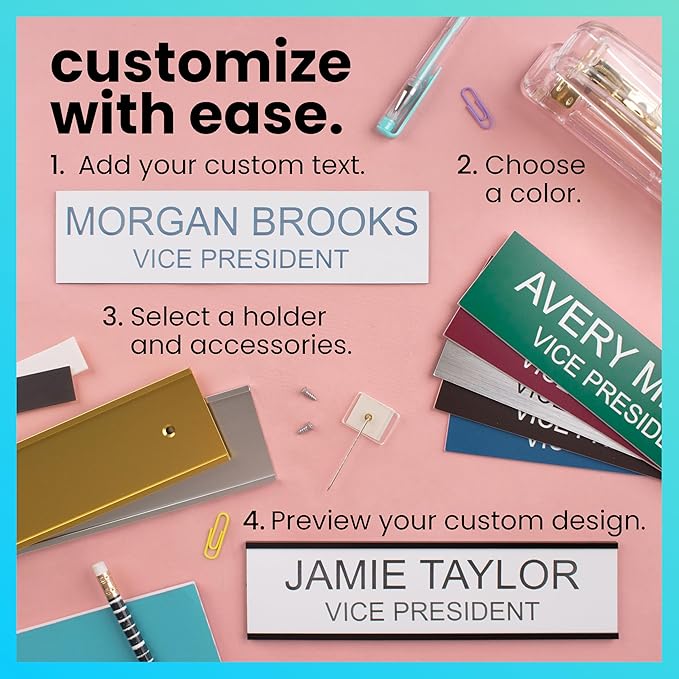 ExcelMark Custom Name Plate for Desk or Door – 14 Color Choices - Image 2