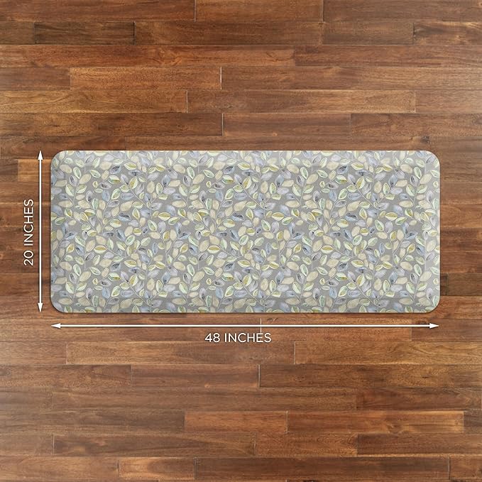 GelPro Anti-Fatigue Designer Cushioned Comfort Kitchen Floor Mat, Padded Stain-Resistant, Waterproof, Non-Slip Comfort Padded Desk/Office Mat, Orchard Grey Lake 20x48-DeskLoop Office