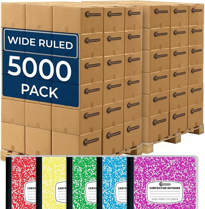 Rosmonde 5000 Pack Composition Notebooks Bulk, Wide Ruled, 100 Sheets, 9-3/4 x by Rosmonde