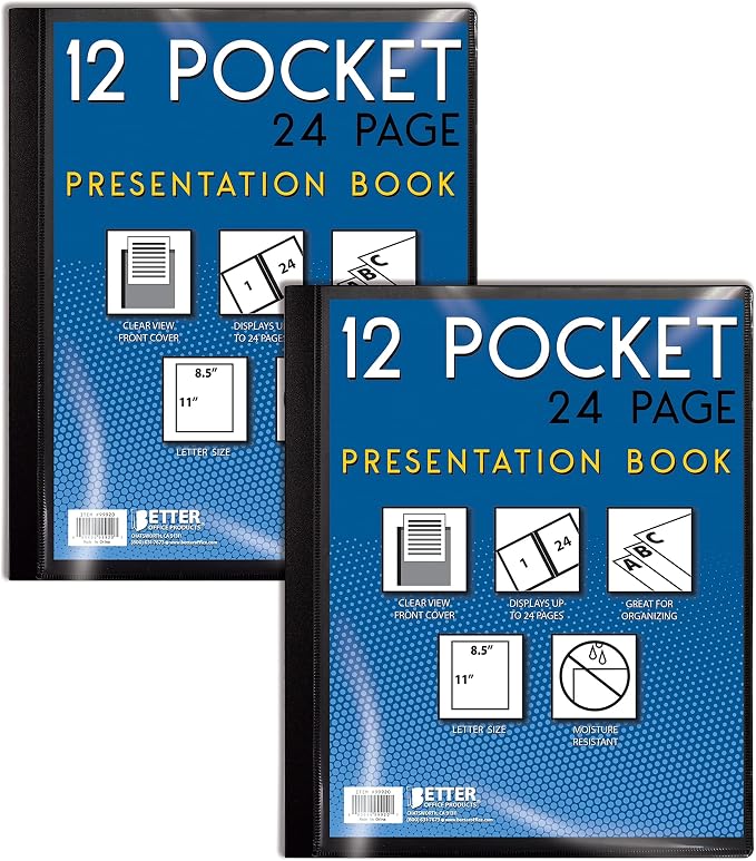 Better Office Products 12 Pocket Bound Presentation Book, 24 Sheet Protector by BetterOfficeProducts