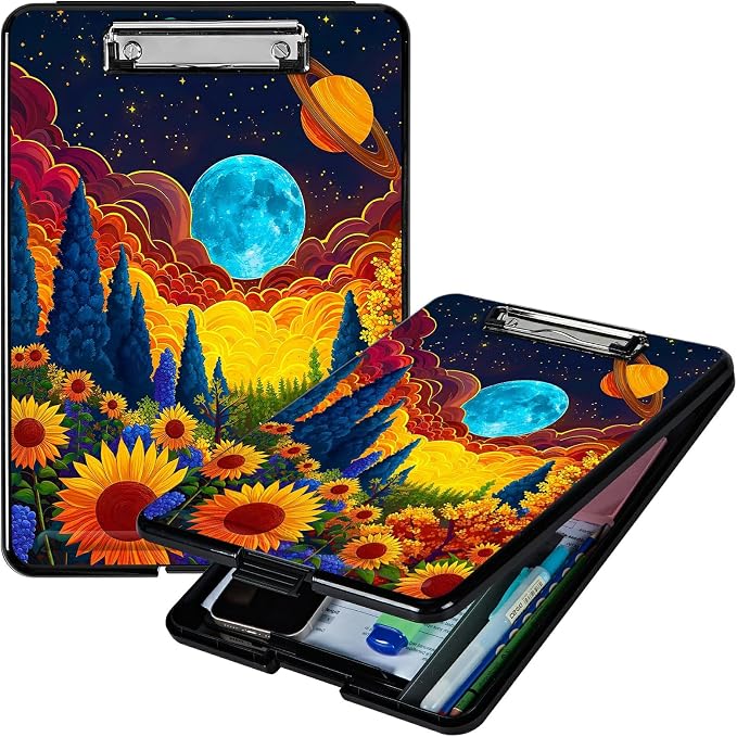 Sunflower Clouds Moon A4 Clipboard by Unknown