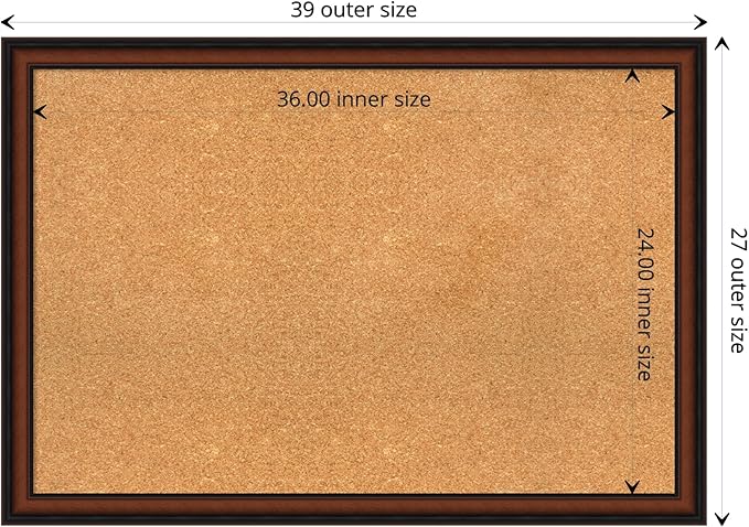 Amanti Art Natural Cork Board for Wall, 27x39 Vision Board with Brown Wood Frame, Large Corkboard Office Decor for Home Organization, Traditional Corkboard Pinboard to display items for home-DeskLoop Office